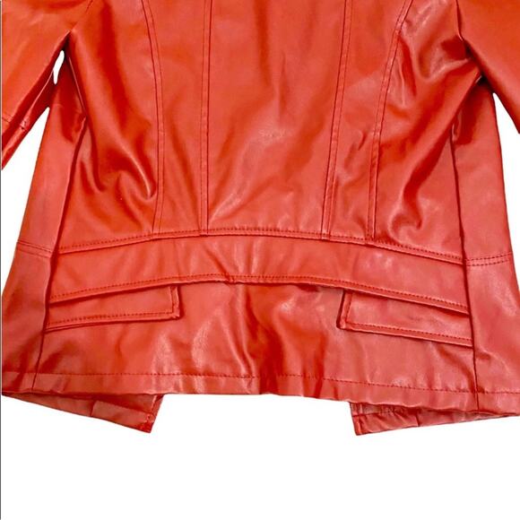 Bright Pearl Red Faux Leather Moto Jacket, Size Small 4/6* Please See Below - Picture 8 of 14